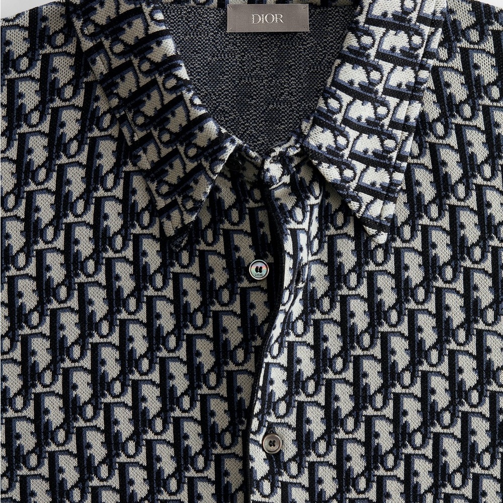Dior Oblique Overshirt Navy Blue Cotton Jacquard - Picture 3 of 9